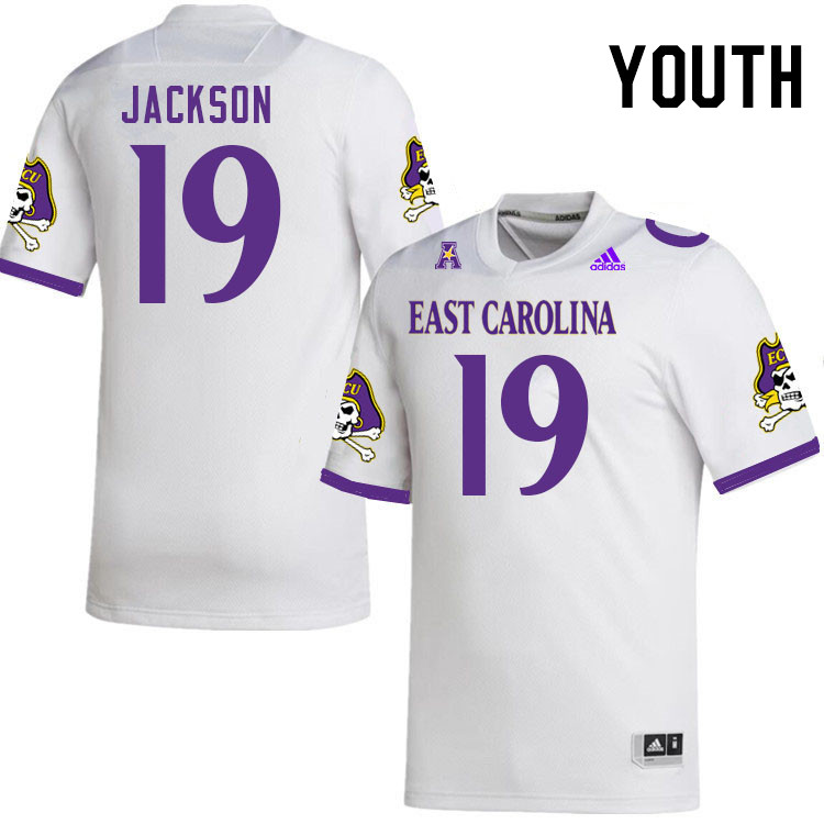 Youth #19 Keyshawn Jackson ECU Pirates College Football Jerseys Stitched-White